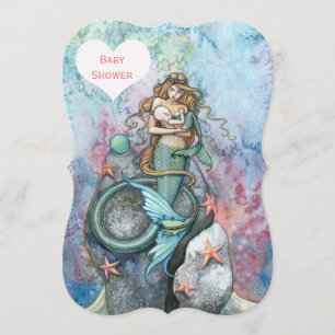 Mother and Baby Mermaid Baby Shower Einladungen