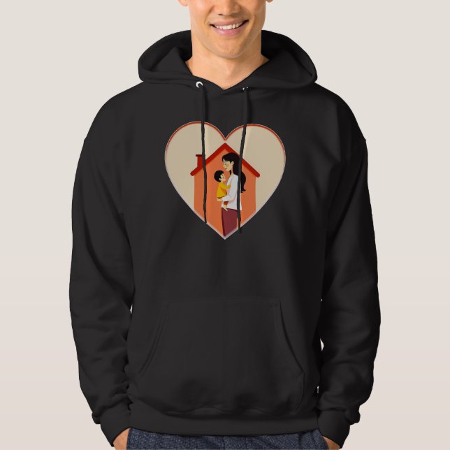Mother and Child Love Illustration – Warm Family Hoodie (Vorderseite)