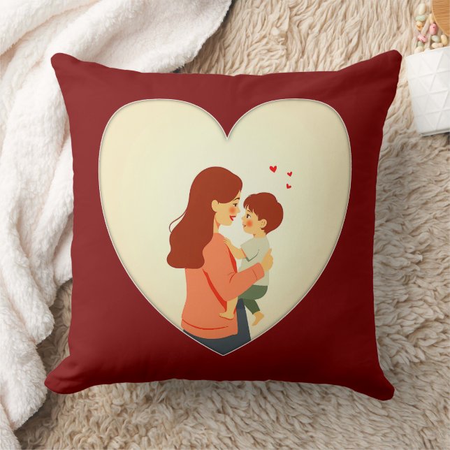 Mother and Child Love Illustration – Warm Family Kissen (Decke)