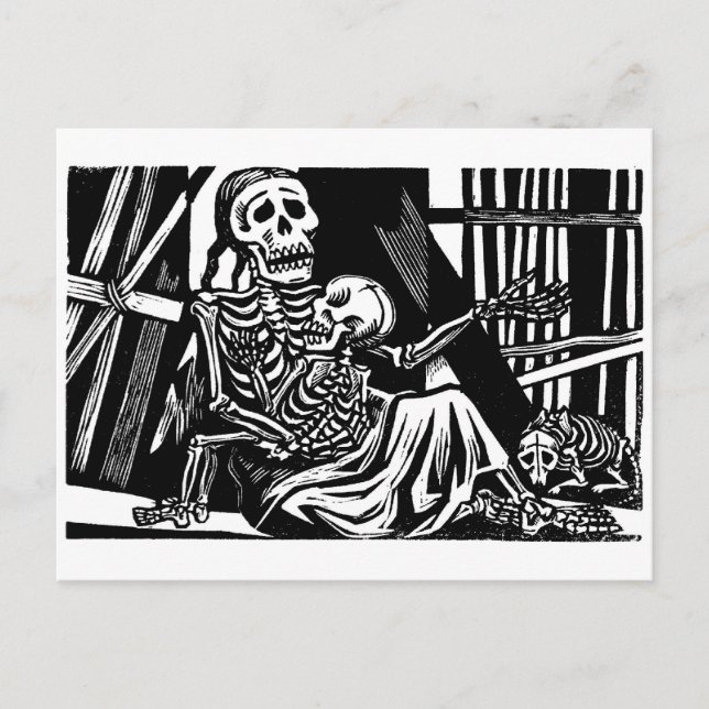 "Mother and Child Skeletons" von Leopoldo Mendez Postkarte (Vorderseite)