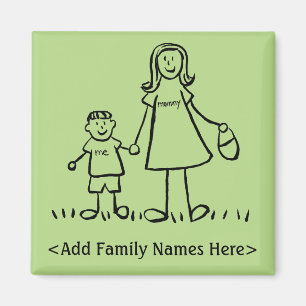 Mother and Son Custom Family Character Art Magnet