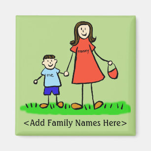 Mother and Son Custom Family Character Art Magnet