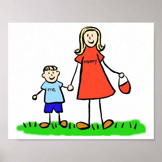 Mother and Son Custom Family Characters Art Poster (Vorne)