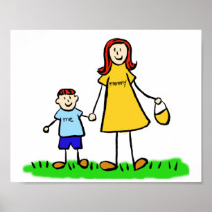 Mother and Son Custom Family Characters Art Poster
