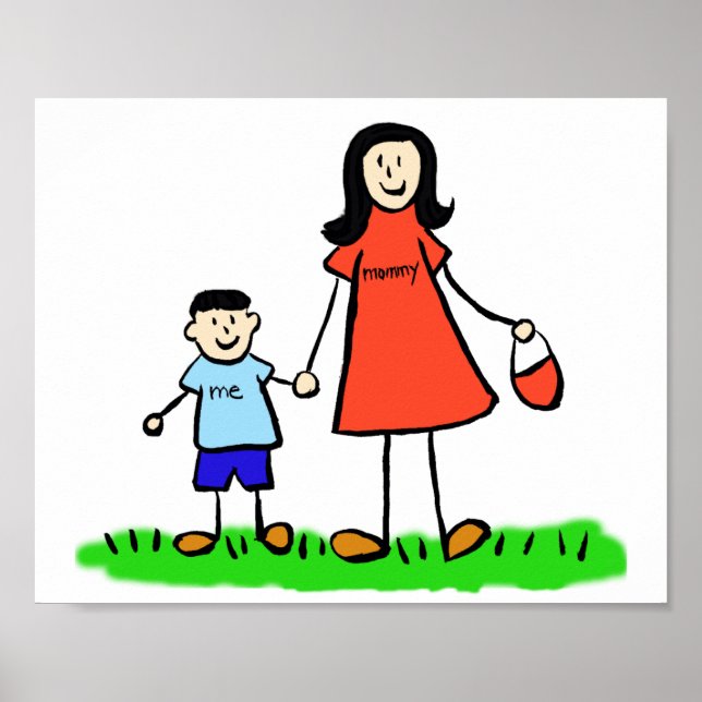 Mother and Son Custom Family Characters Art Poster (Vorne)