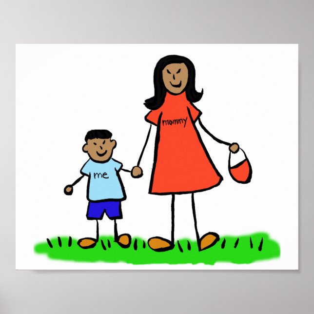 Mother and Son Custom Family Characters Art Poster (Vorne)