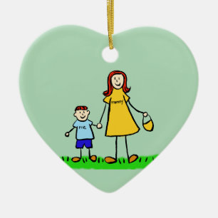 Mother and Son Custom Mommy Family Art Ornaments Keramikornament