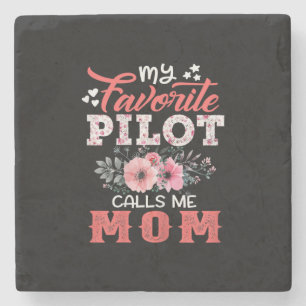 Mother Art My Favorite Pilot Calls Me Mom Xmas Steinuntersetzer