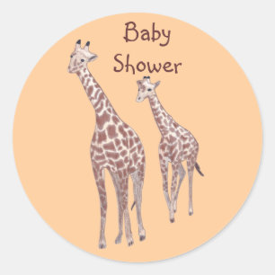 Mother & Baby Giraffen Custom Baby Shower Stickers