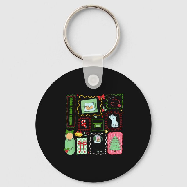 Mother Baby Nurse Christmas Stamp Stpartum Materni Schlüsselanhänger (Vorderseite)