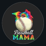 Mother Baseball Mama Birthday Runder Aufkleber<br><div class="desc">Mother Baseball Mama Birthday</div>