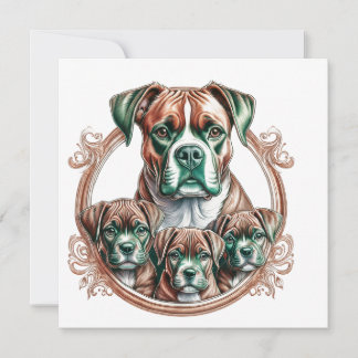 Mother Boxer And Her 3 Pups Einladung