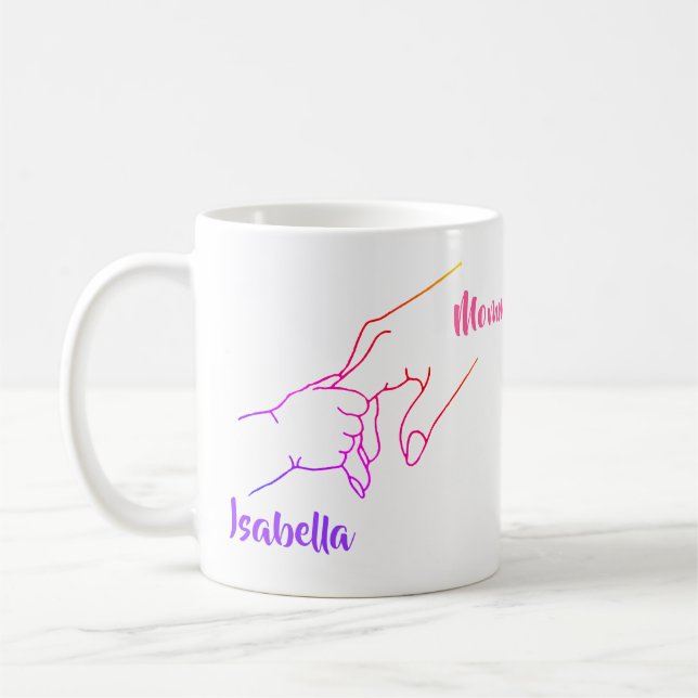 Mother & Child Hands Personalisierte Mug Kaffeetasse (Links)