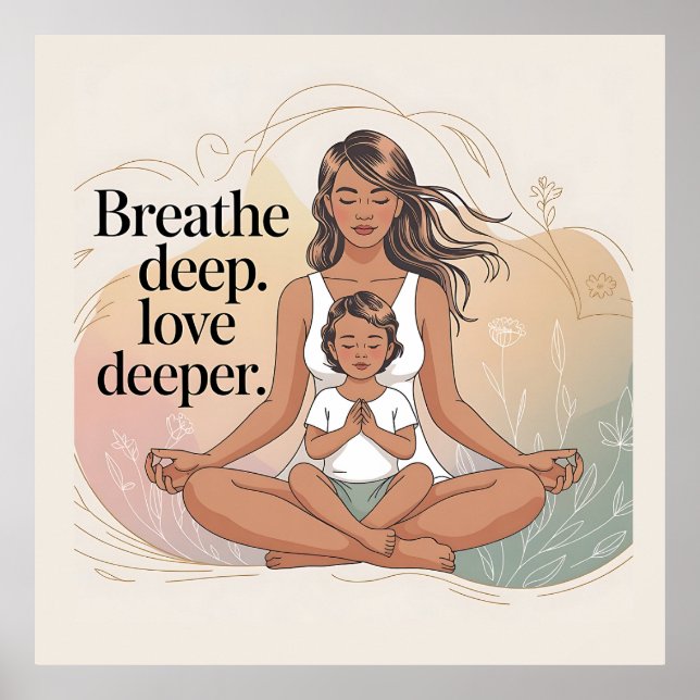 Mother Child Mindfulness Meditation Art Poster (Vorne)