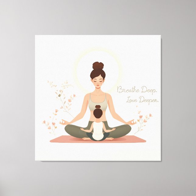 Mother Child Yoga Meditation Art Leinwanddruck (Vorderseite)