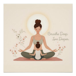 Mother Child Yoga Meditation Art Poster