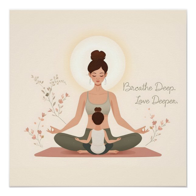 Mother Child Yoga Meditation Art Poster (Vorderseite)