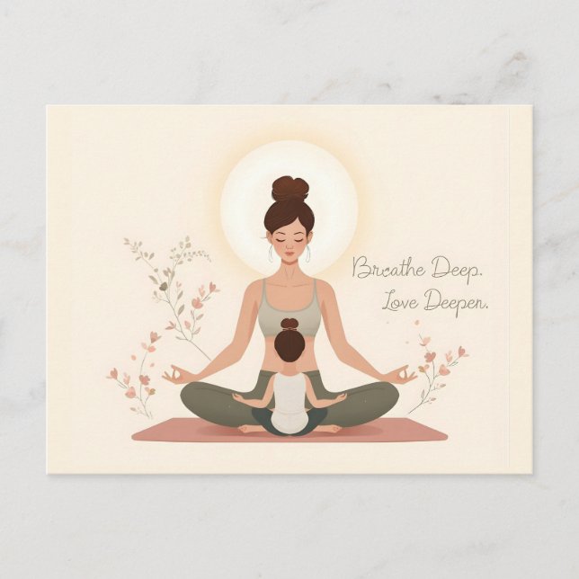 Mother Child Yoga Meditation Art Postkarte (Vorderseite)