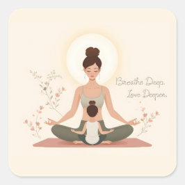 Mother Child Yoga Meditation Art Quadratischer Aufkleber