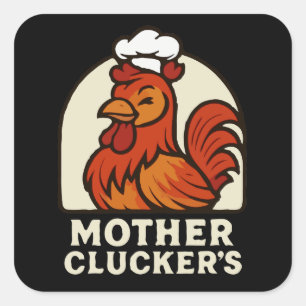 Mother Clucker’s Lustiger Retro-Huhn-Koch - Vintag Quadratischer Aufkleber