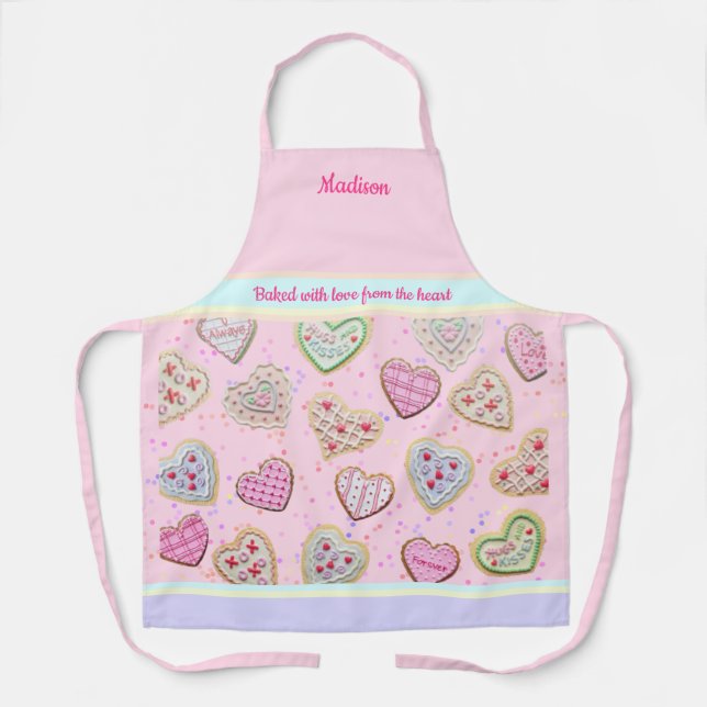 Mother Daughter Custom Herz Cookies Pastel Schürze (Vorderseite)