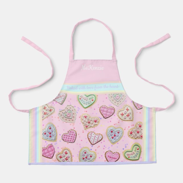 Mother Daughter Custom Herz Cookies Pastel Schürze (Vorderseite)