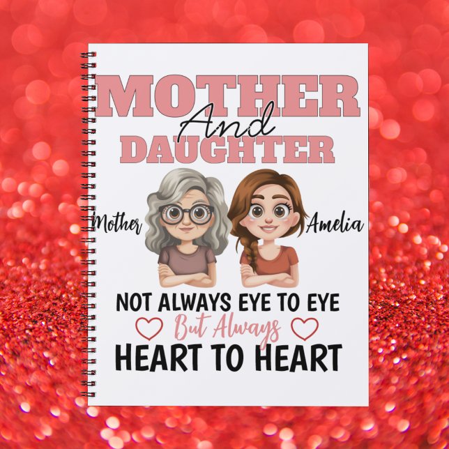Mother Daughter Hearts Together Across Distance Notizblock (Von Creator hochgeladen)