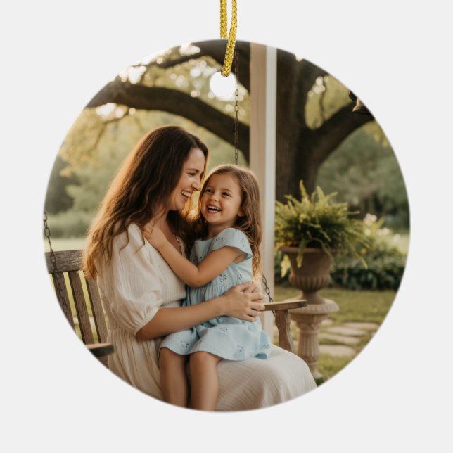 Mother daughter love photo mothers day family gift keramik ornament (Vorne)