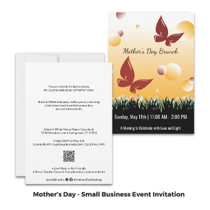 Mother Day Brunch Red Butterflies Business Event Einladung