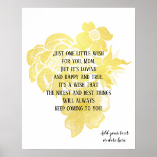Mother Day Quote Art Gold-Folie-Blume Poster