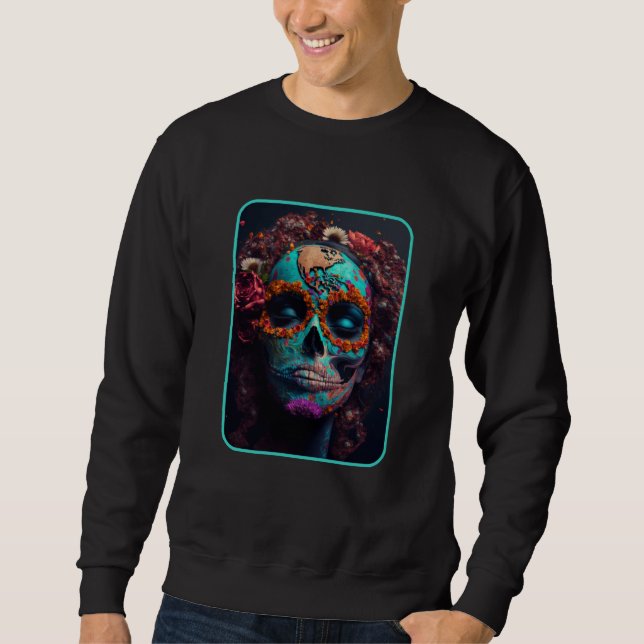 Mother Earth As Dead Dia De Muertos Women Floral S Sweatshirt (Vorderseite)