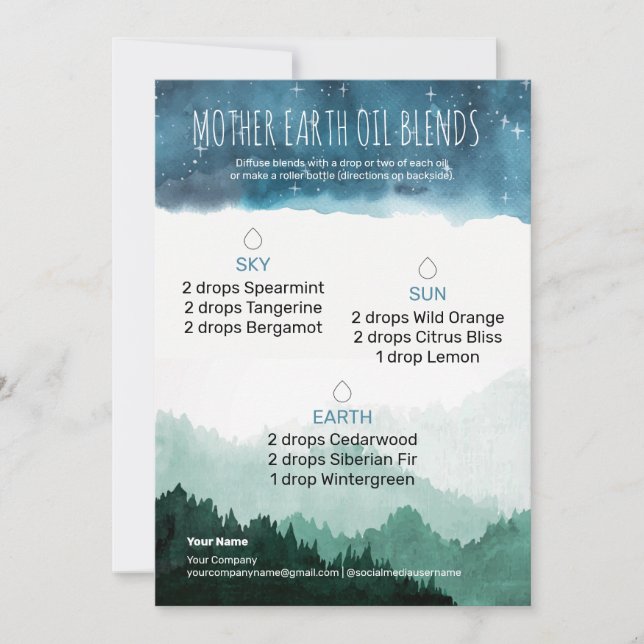 Mother Earth Essential Oil-Diffuser-Mischungen Einladung (Vorderseite)