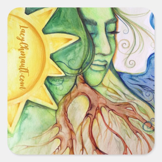 Mother Earth Gaia Goddess Quadratischer Aufkleber (Vorderseite)