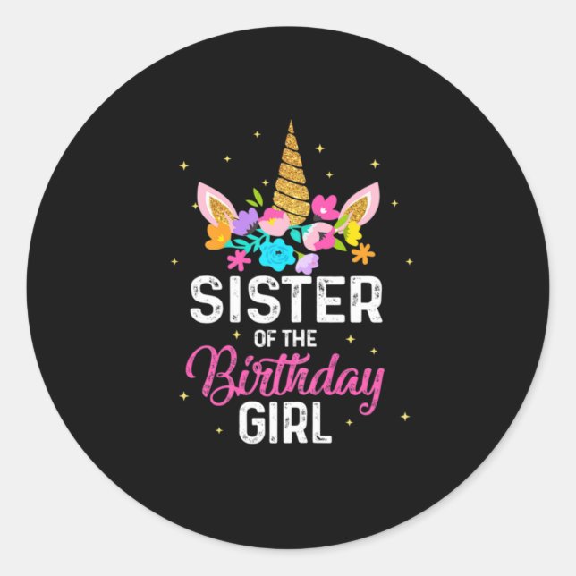 Mother Gift | Sister Of The Birthday Girl Birthday Runder Aufkleber (Vorderseite)