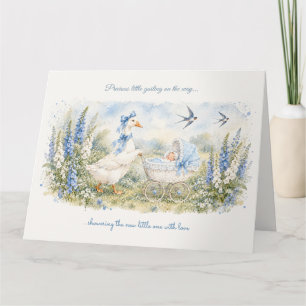Mother Goose Blaue Fingerhut-Baby-Party Karte