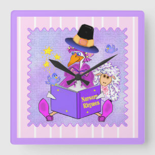 Mother Goose Clock Quadratische Wanduhr