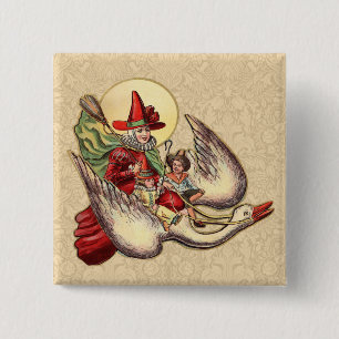Mother Goose Kind Antiquität Illustration Button