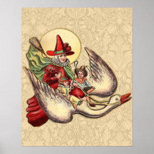 Mother Goose Kind Antiquität Illustration Poster