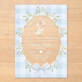 Mother Goose Silly Baby Shower Blue Gingham Acryleinladungen
