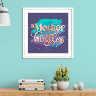 Mother Hustler Trendy Rose Gold Mama Typografie Poster