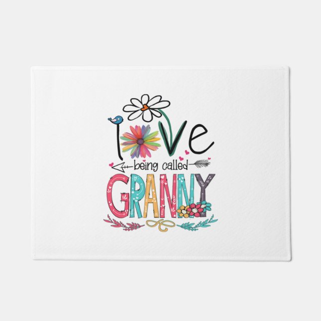 Mother I Love Being Called Granny Sunflower Birth Fußmatte (Vorderseite)