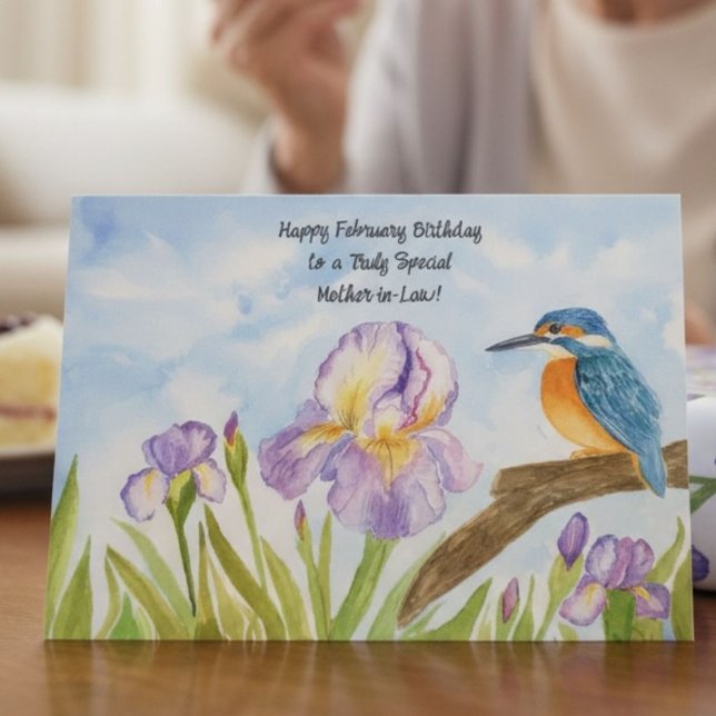 Mother-in-Law Happy February Birthday Kingfisher Karte (Von Creator hochgeladen)