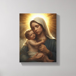 Mother Mary and Baby Jesus Stretched Canvas Print Leinwanddruck