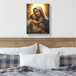Mother Mary and Baby Jesus Stretched Canvas Print Leinwanddruck