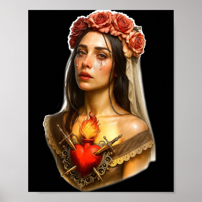 Mother Mary Sacred Heart Cry  Poster (Vorne)