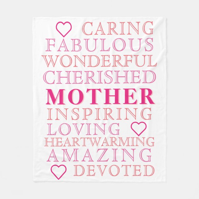 Mother Modern Typografy Pink Heart Fleecedecke (Vorderseite)