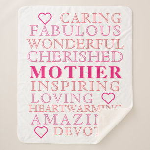 Mother Modern Typografy Pink Heart Sherpadecke