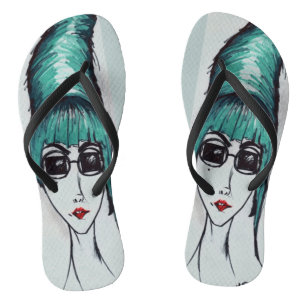 Mother Monster Aquamarin Beehive Pop Kunst Zeichne Flip Flops