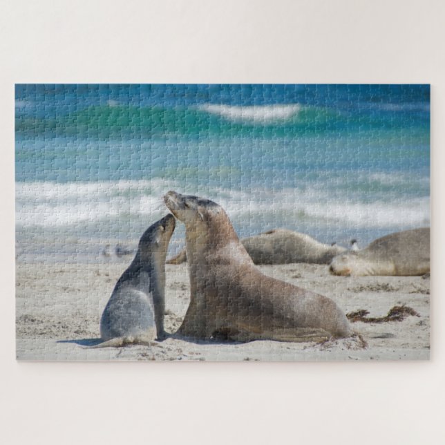 Mother & niedlich Babysealion Beach, 1014 Stück Puzzle (Horizontal)