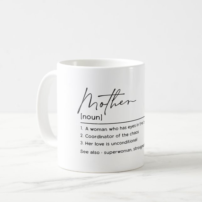 Mother Noun | Muttertagsgeschenk der Sonne | Kaffeetasse (Vorderseite Links)